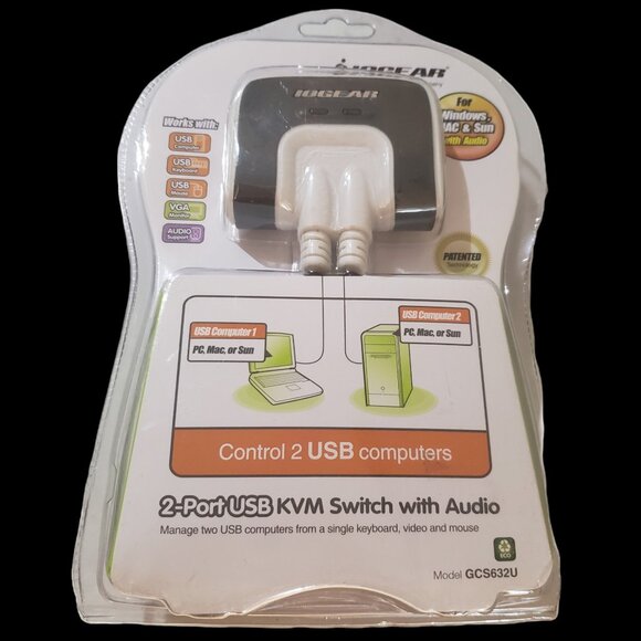 IOGear 2-Port USB KVM Switch with Audio GCS632U For Windows, Mac & Sun - Picture 7 of 7